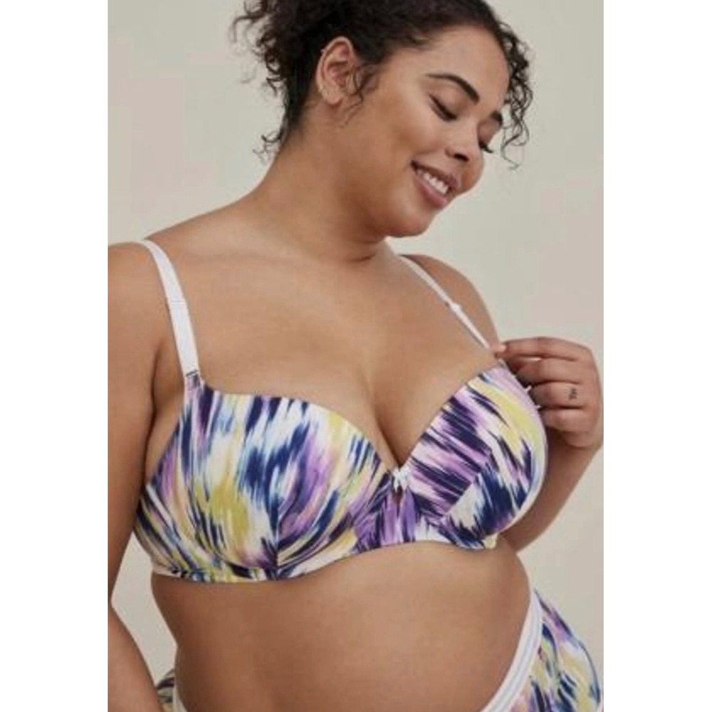 Torrid Curve‎ 360 Back Smoothing T-Shirt Bra 44C Multi Color Abstract Print NEW